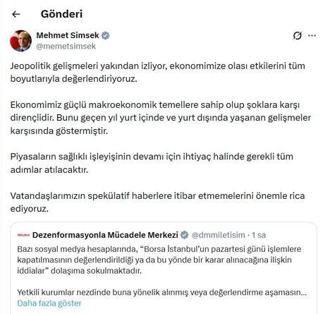 DMMden Borsa İstanbulun pazartesi günü işlemlere kapatılacağı iddialarına yalanlama