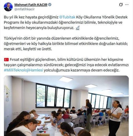 TÜBİTAKtan köy okullarına bilim ve teknoloji desteği