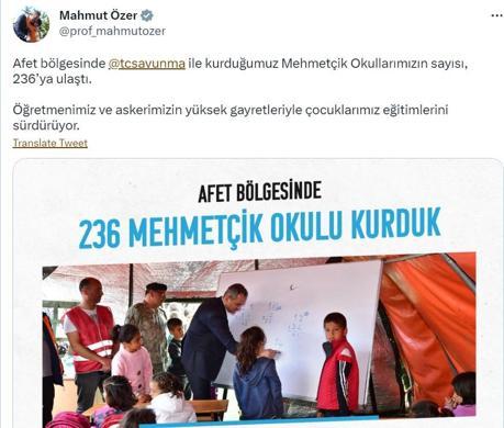 Bakan Özer: Mehmetçik okullarının sayısı 236’ya ulaştı