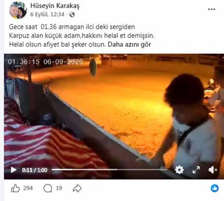Satış yerinden karpuz alıp, helallik istediler; o anlar kamerada