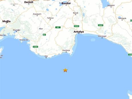 Antalya açıklarında 4.7 büyüklüğünde deprem