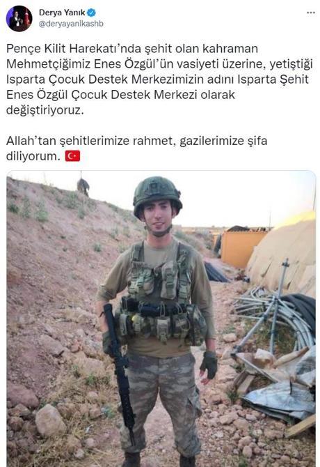 Şehit Enes Özgülün adı Ispartada yetiştiği yurda verildi