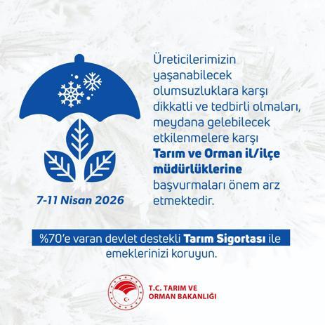 Tarım ve Orman Bakanlığından zirai don uyarısı