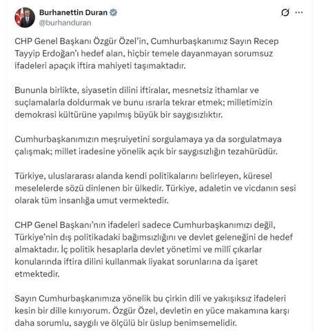İletişim Başkanı Duran: Türkiye, tüm insanlığa umut vermektedir