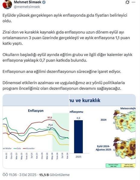 Bakan Şimşek: Dezenflasyonun devamını sağlayacağız