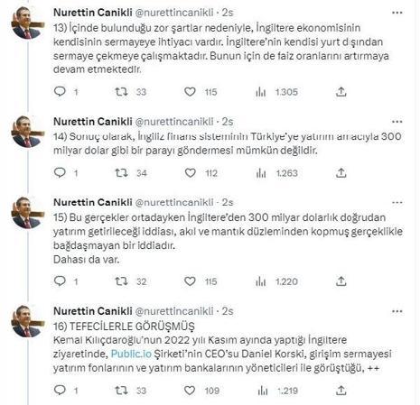 Canikli: İngiliz finans sisteminin Türkiyeye 300 milyar dolar göndermesi mümkün değil