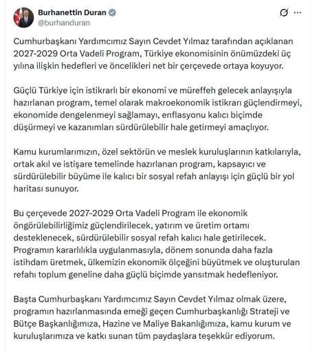 İletişim Başkanı Duran: Sürdürülebilir sosyal refah kalıcı hale getirilecek