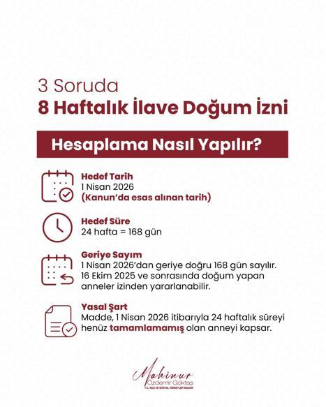 Bakan Göktaş: Doğumun üzerinden 24 hafta geçmemiş anneler, 8 hafta ilave izin kullanabilecek