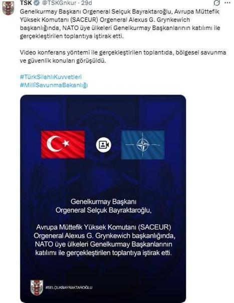 Orgeneral Bayraktaroğlu, NATO üyesi ülkelerin genelkurmay başkanları toplantısına katıldı