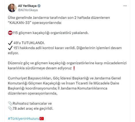 Son 2 haftada 49 göçmen kaçakçılığı organizatörü tutuklandı