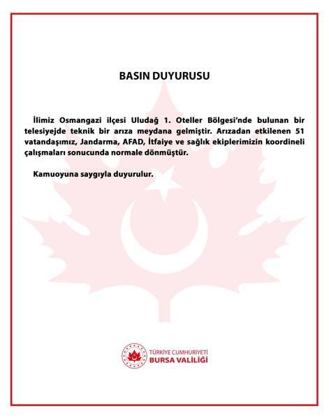 Uludağda telesiyej arızalandı; metrelerce yükseklikte mahsur kalan 51 kişi kurtarıldı