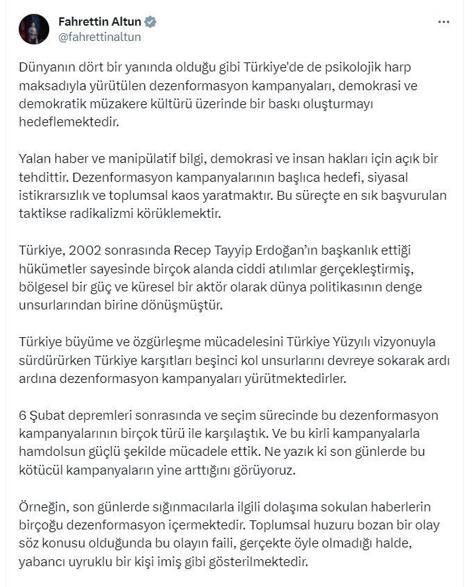 İletişim Başkanı Altundan dezenformasyon tepkisi