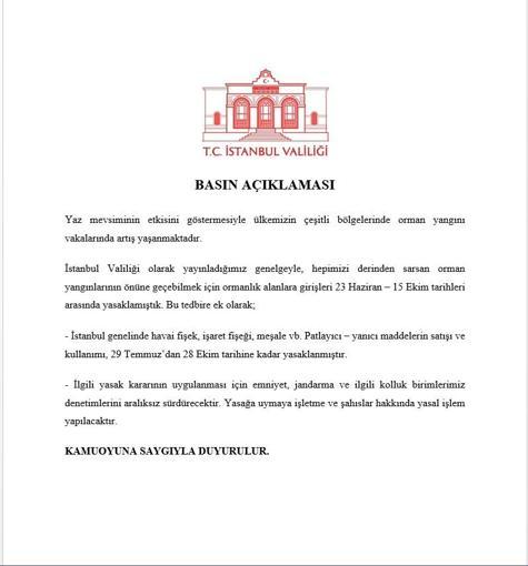 İstanbulda havai fişek, meşale, patlayıcı ve yanıcı madde satışı yasaklandı