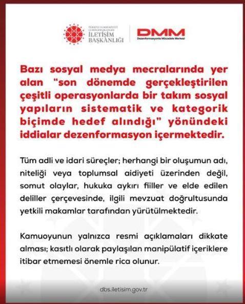 DMMden son dönemde yapılan operasyonlara ilişkin açıklama