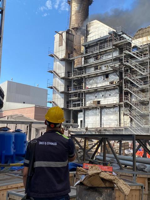 Sivasta termik santralde baca yangını