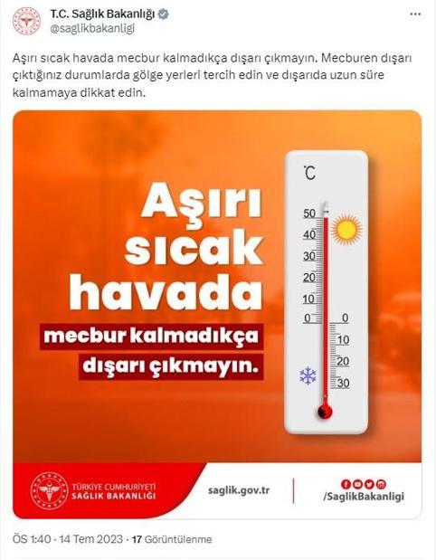 Sağlık Bakanlığından sıcak hava uyarısı