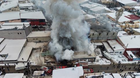 Erzurumda iş yerinde patlama; yangın çıktı, 2 ölü