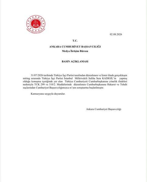 Sera Kadıgil hakkında Cumhurbaşkanına hakaretten soruşturma başlatıldı