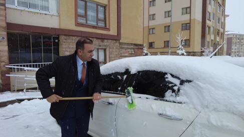 Erzurumda kar yağdı