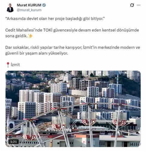 Bakan Kurum: İzmit’in merkezinde modern ve güvenli bir yaşam alanı yükseliyor