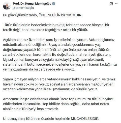 Bakan Memişoğlundan tütün ürünü satışı açıklaması