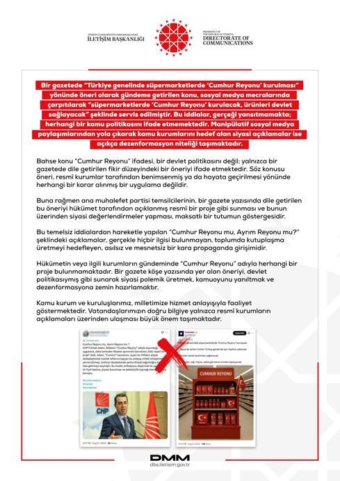 DMMden Süpermarketlerde Cumhur Reyonu kurulacak iddialarına yalanlama