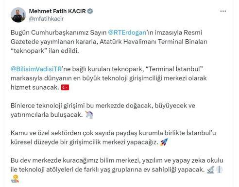 Atatürk Havalimanı terminal binaları teknopark ilan edildi