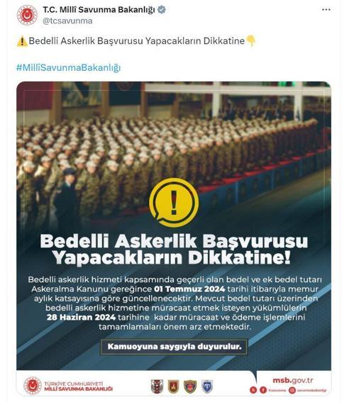 MSBden bedelli askerlik açıklaması