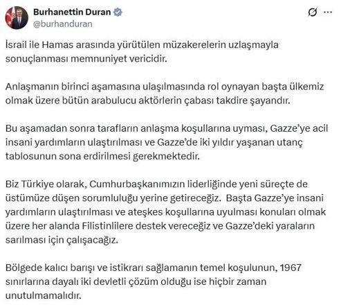 İletişim Başkanı Duran: Müzakerelerin uzlaşmayla sonuçlanması memnuniyet verici