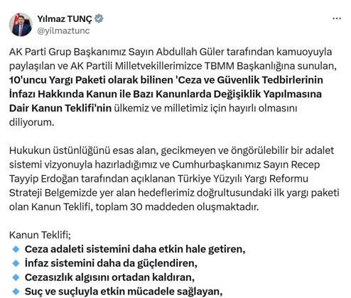 Bakan Tunç: Amacımız, hukuk sistemimizin güven veren yapısını daha da güçlendirmek