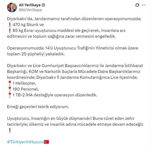 Diyarbakırda uyuşturucu operasyonu: 25 gözaltı