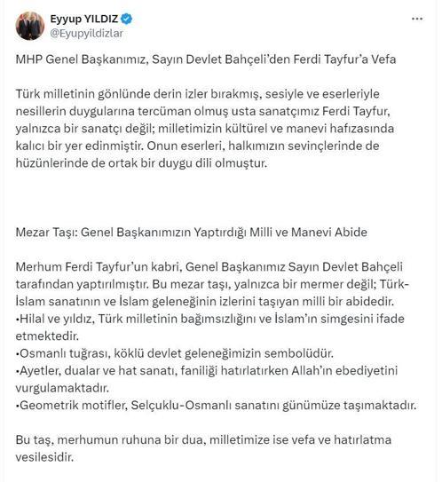MHP Genel Başkanı Bahçeli, Ferdi Tayfurun kabrini yaptırdı