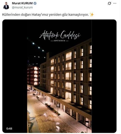 Bakan Kurum: Küllerinden doğan Hatayımız yeniden göz kamaştırıyor