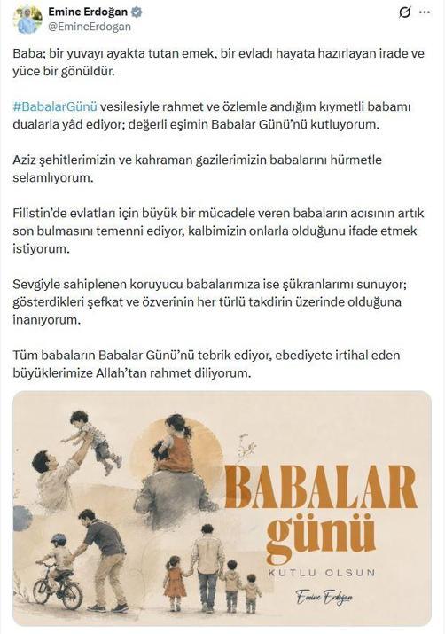 Emine Erdoğandan Babalar Günü mesajı