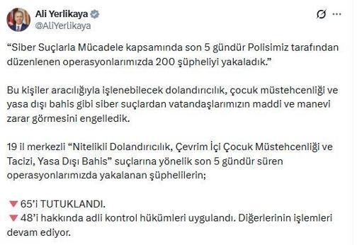 19 ilde siber suç operasyonu: 200 gözaltı