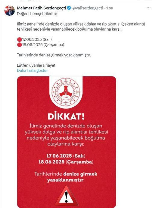 Giresunda denize girmek 2 gün yasaklandı