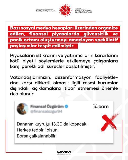 DMMden finansal piyasalara yönelik dezenformasyon uyarısı