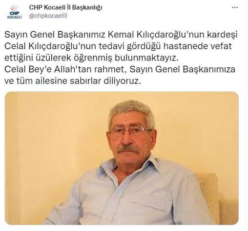 Kemal Kılıçdaroğlu’nun kardeşi Celal Kılıçdaroğlu hayatını kaybetti