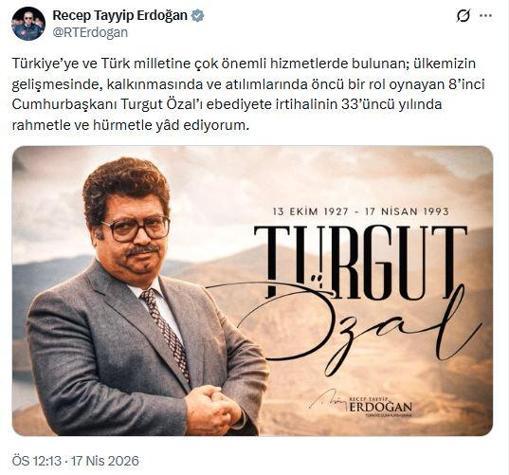 Cumhurbaşkanı Erdoğan, 8inci Cumhurbaşkanı Özalı andı