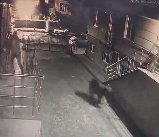 Sitenin bahçesine giren ayı kamerada