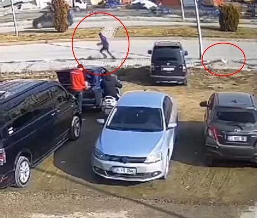 Horoz, sayaç okumaya gelen görevliyi kovaladı; o anlar kamerada