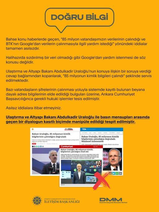 85 milyon kişinin verilerinin çalındığı iddiasına yalanlama