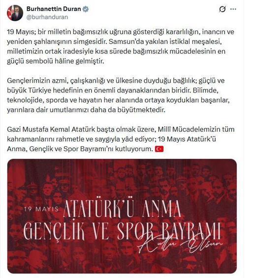 Siyasilerden 19 Mayıs mesajları