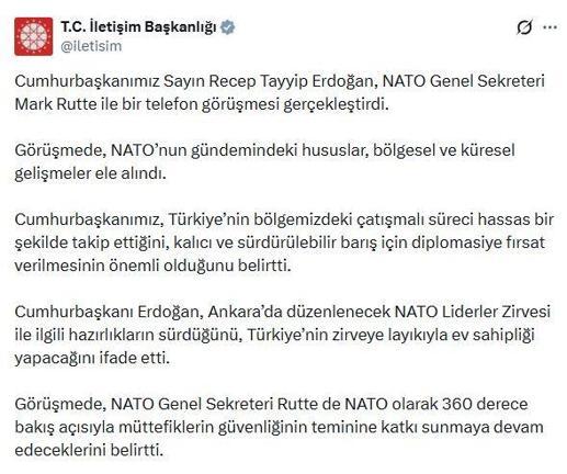 Cumhurbaşkanı Erdoğan, NATO Genel Sekreteri Rutte ile görüştü