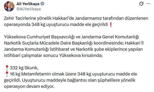 Hakkaride 348 kilo uyuşturucu madde ele geçirildi