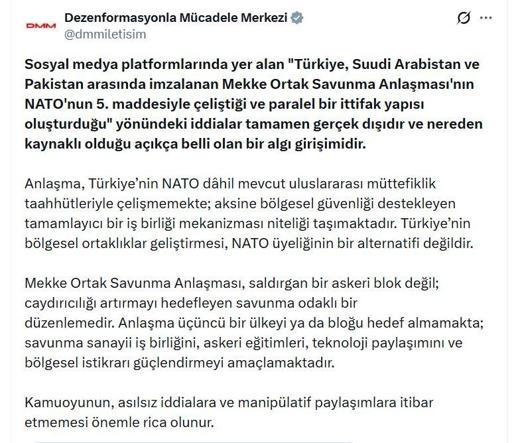 DMM: Mekke Ortak Savunma Anlaşması, uluslararası müttefiklik taahhütleriyle çelişmemektedir