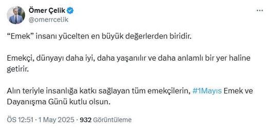 AK Partili Çelikten 1 Mayıs Emek ve Dayanışma Günü mesajı