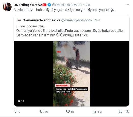 Sokakta 75 yaşındaki kişi dövüldü; Vali Vicdansız paylaşımı yaptı