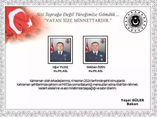 Kayseri’de 2 pilotun şehit olduğu uçak kazasına ilişkin soruşturmada takipsizlik kararı