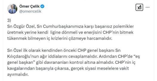 AK Partili Çelik: Özel, siyasi cari açığını siyasi mantıktan yoksun saldırılar yaparak kapatamaz